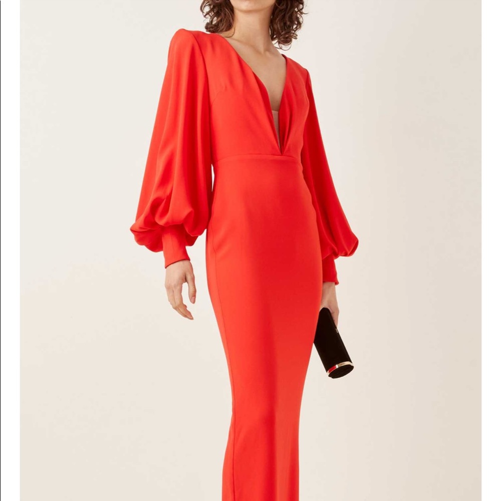 Alex Perry red gown.